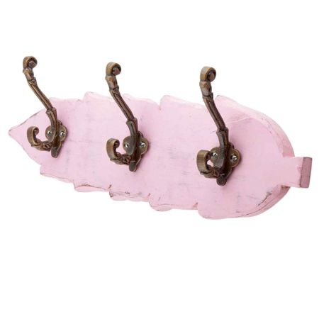 Pink Antique Small Wall Wooden Iron Hooks